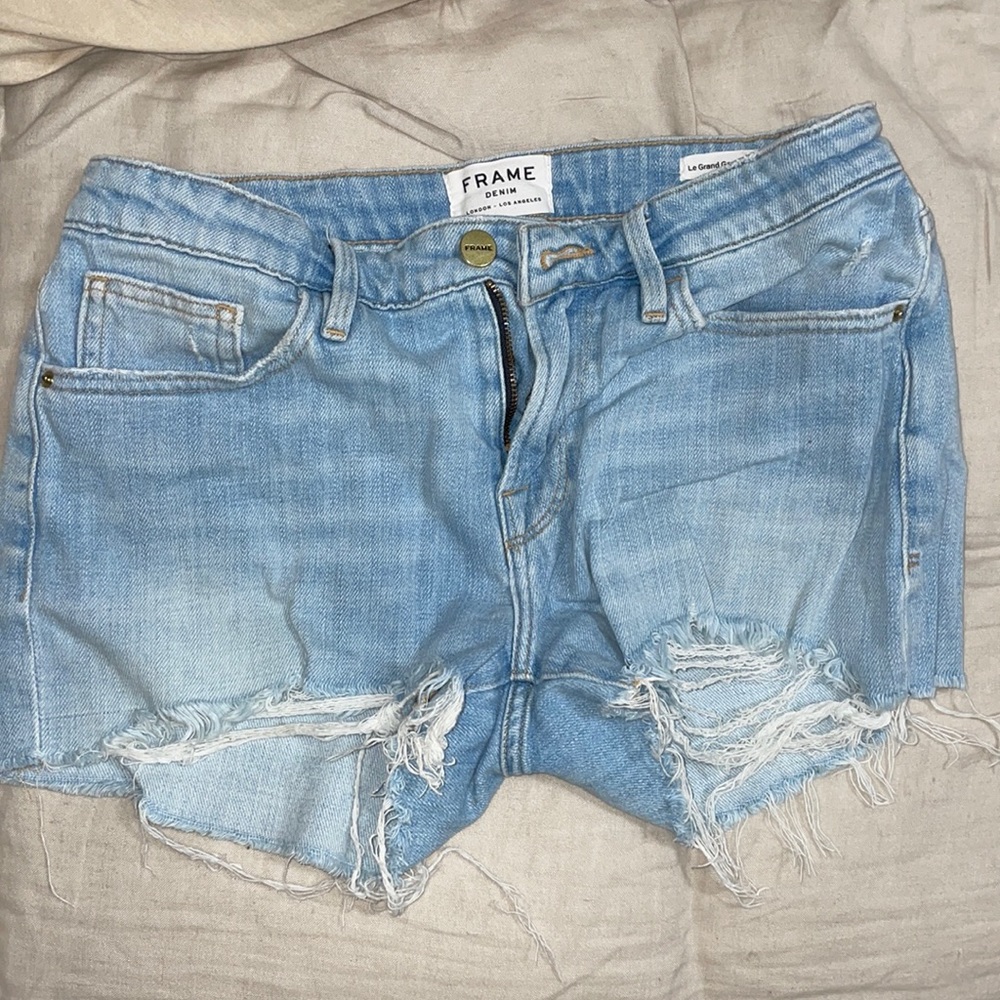Light blue frame denim shorts size 24 worn a handful of times!